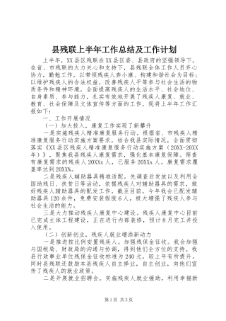 2024年县残联上半年工作总结及工作计划