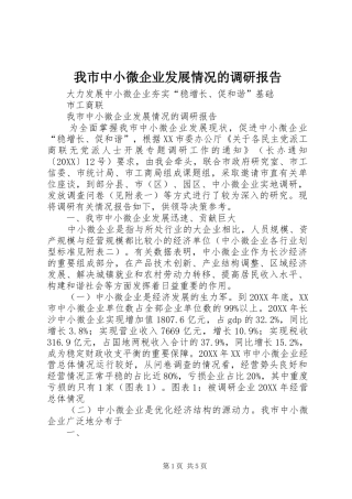 2024年我市中小微企业发展情况的调研报告