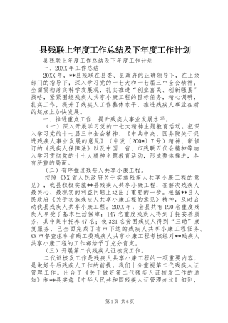 2024年县残联上年度工作总结及下年度工作计划