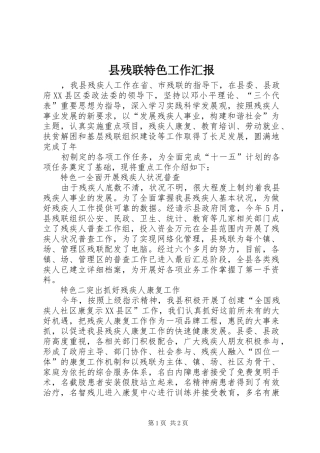 2024年县残联特色工作汇报