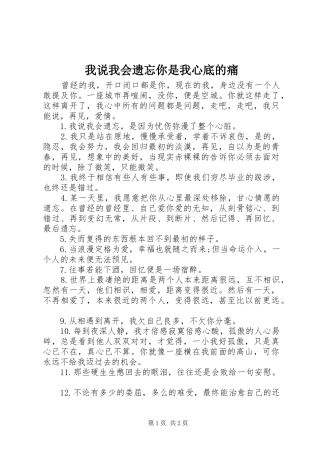 2024年我说我会遗忘你是我心底的痛