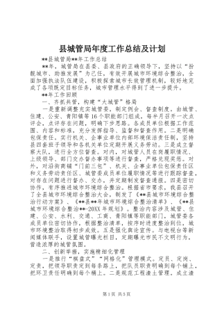 2024年县城管局年度工作总结及计划