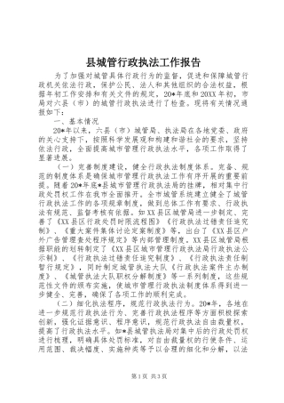 2024年县城管行政执法工作报告