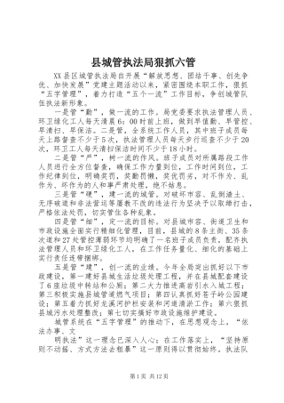 2024年县城管执法局狠抓六管