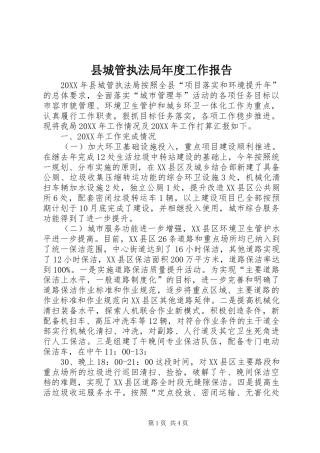 2024年县城管执法局年度工作报告