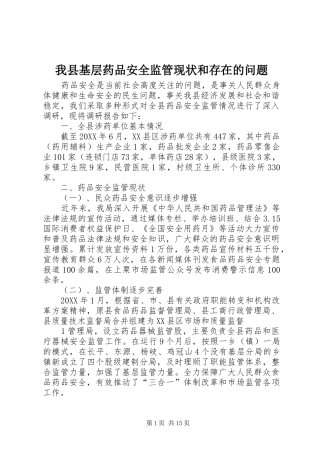 2024年我县基层药品安全监管现状和存在的问题