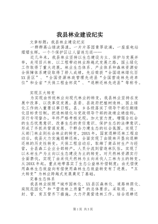 2024年我县林业建设纪实