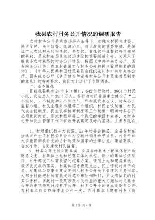2024年我县农村村务公开情况的调研报告