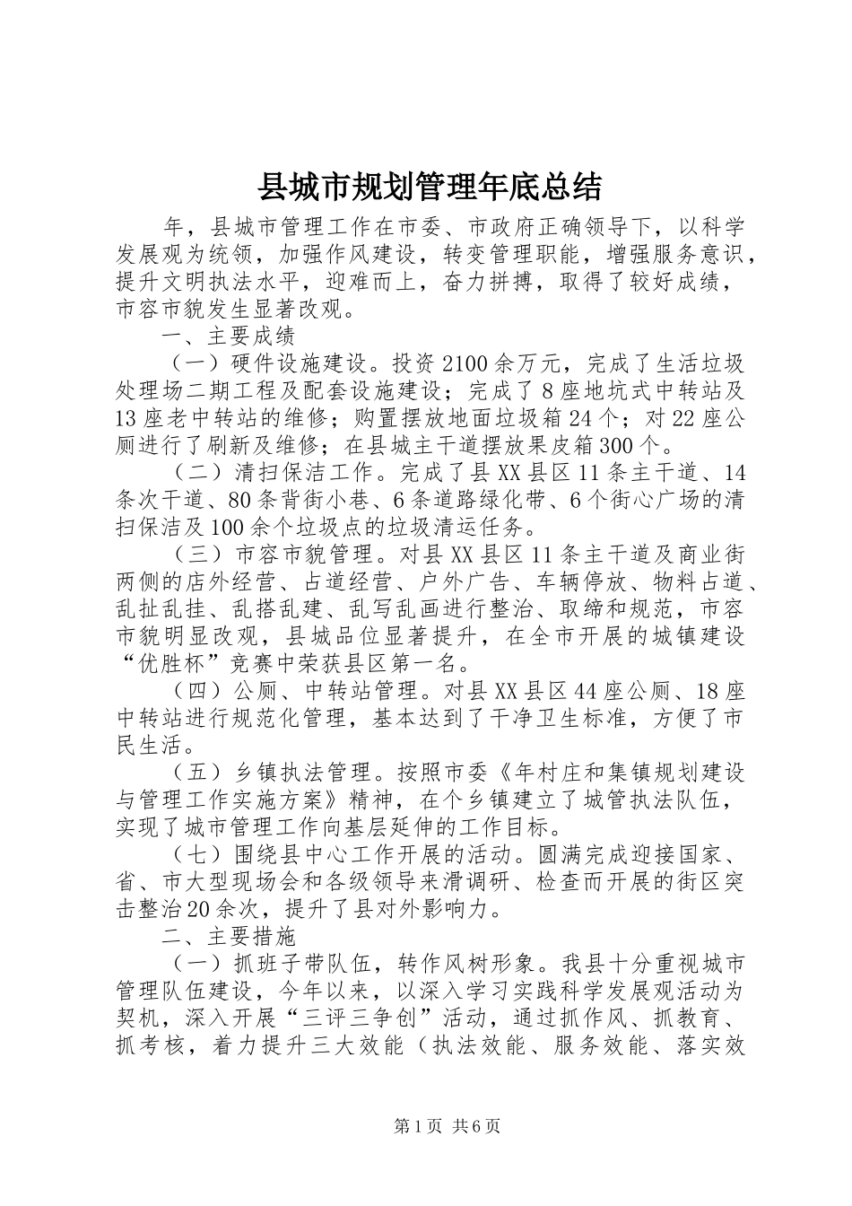 2024年县城市规划管理年底总结_第1页