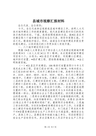 2024年县城市视察汇报材料