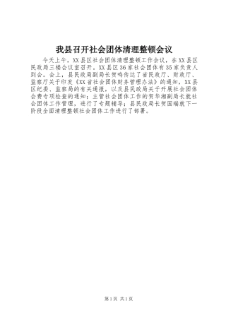 2024年我县召开社会团体清理整顿会议