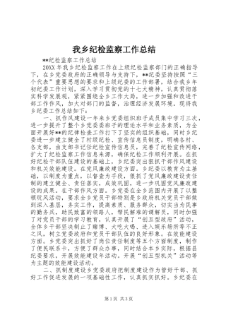2024年我乡纪检监察工作总结