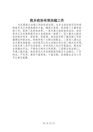 2024年我乡政协有效治超工作