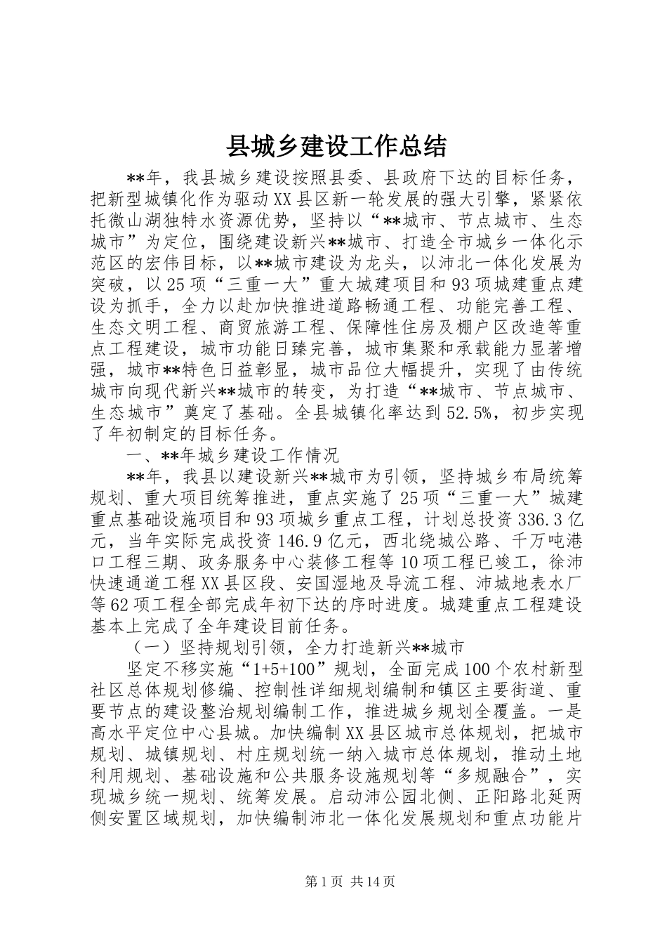 2024年县城乡建设工作总结_第1页