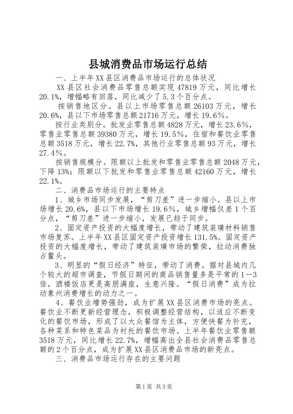 2024年县城消费品市场运行总结_第1页