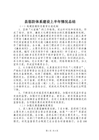 2024年县惩防体系建设上半年情况总结