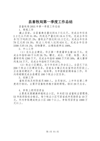 2024年县畜牧局第一季度工作总结