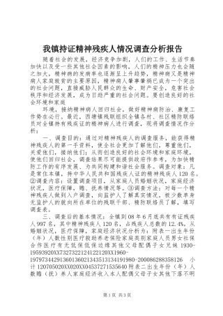 2024年我镇持证精神残疾人情况调查分析报告