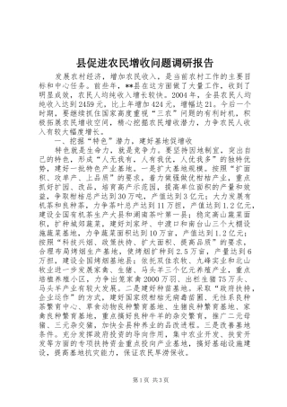 2024年县促进农民增收问题调研报告
