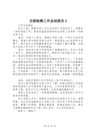 2024年无损检测工作总结报告