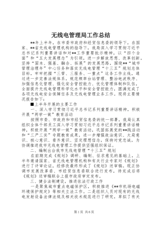 2024年无线电管理局工作总结