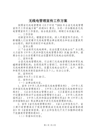 2024年无线电管理宣传工作方案