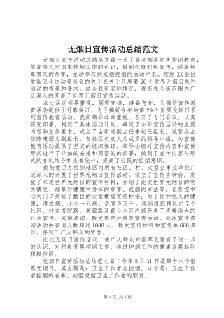 2024年无烟日宣传活动总结范文