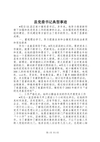 2024年县党委书记典型事迹