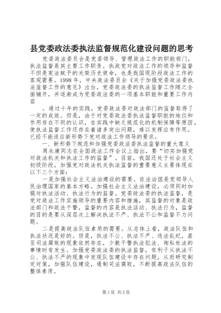 2024年县党委政法委执法监督规范化建设问题的思考
