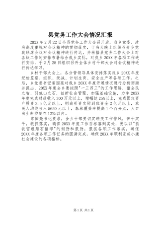 2024年县党务工作大会情况汇报