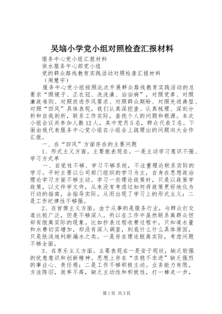 2024年吴垴小学党小组对照检查汇报材料