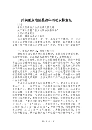 2024年武侯重点地区整治年活动安排意见