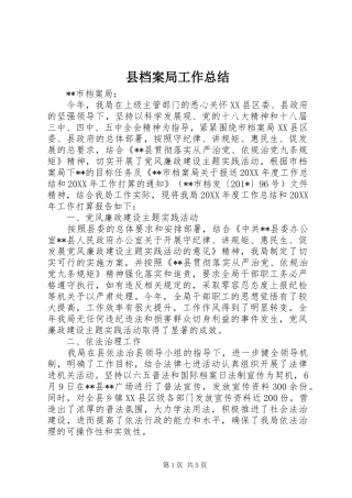 2024年县档案局工作总结