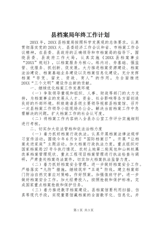 2024年县档案局年终工作计划