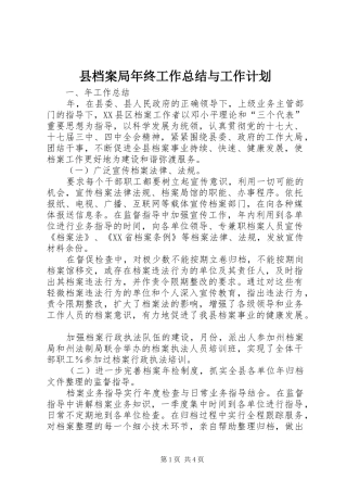 2024年县档案局年终工作总结与工作计划