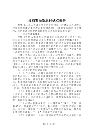 2024年县档案局新农村试点报告