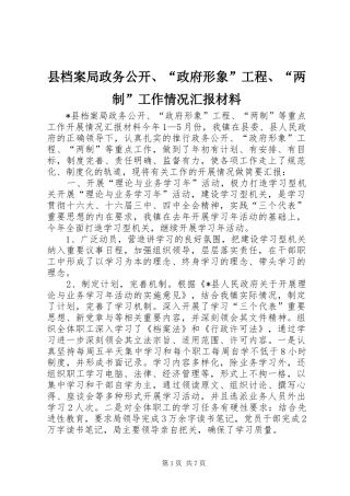 2024年县档案局政务公开政府形象工程两制工作情况汇报材料
