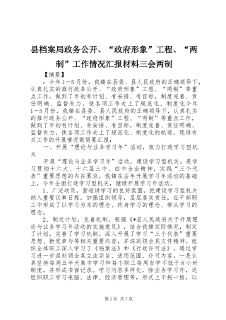 2024年县档案局政务公开政府形象工程两制工作情况汇报材料三会两制