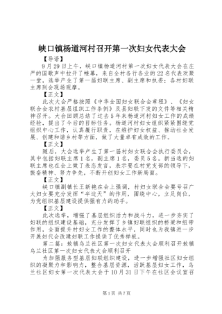 2024年峡口镇杨道河村召开第一次妇女代表大会
