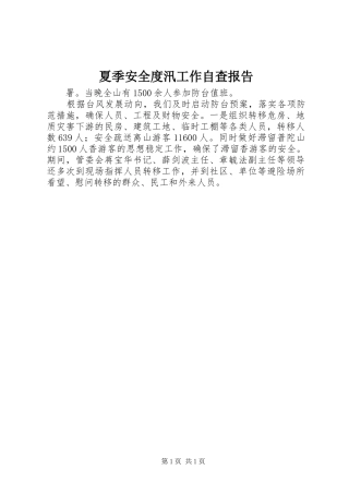 2024年夏季安全度汛工作自查报告