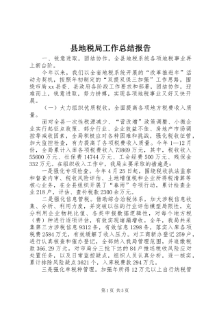 2024年县地税局工作总结报告