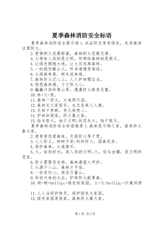 2024年夏季森林消防安全标语