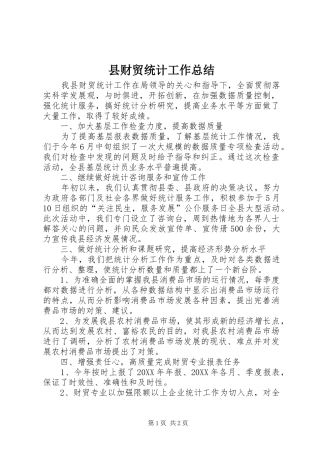 2024年县财贸统计工作总结