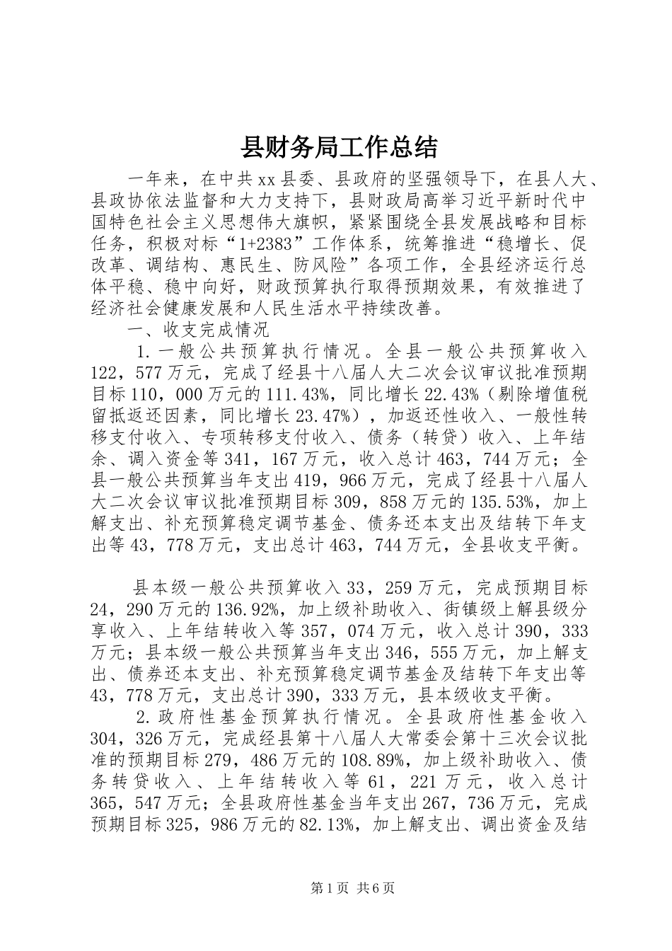 2024年县财务局工作总结_第1页