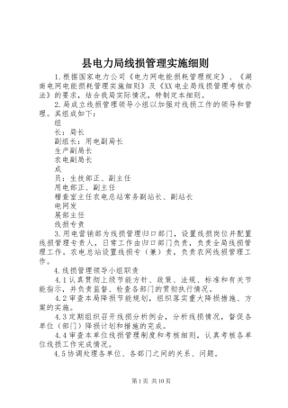 2024年县电力局线损管理实施细则
