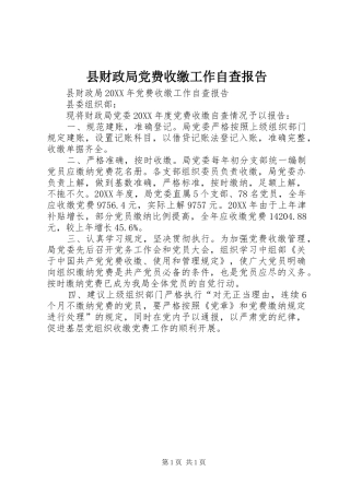 2024年县财政局党费收缴工作自查报告