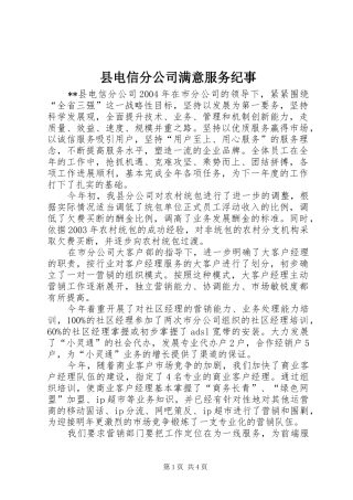 2024年县电信分公司满意服务纪事