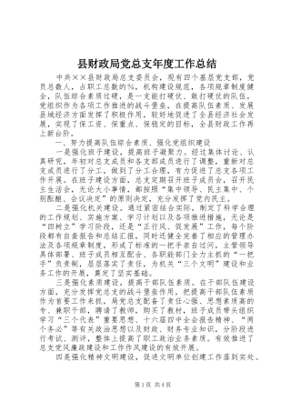 2024年县财政局党总支年度工作总结