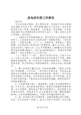 2024年县电信年度工作报告