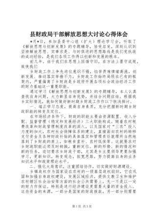 2024年县财政局干部解放思想大讨论心得体会
